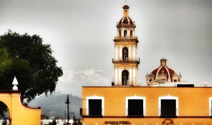 Cholula's Yellow Colonial Church in the Photo App Snapseed